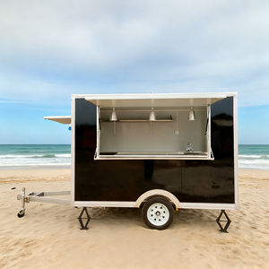 Carrito de Comida Móvil de Acero Inoxidable con 2 Ruedas para Venta Ambulante de Hot Dogs y Helados, Multifuncional, Comercial, Portátil - Product Image 3