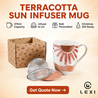 Mug infuseur à thé en céramique avec couvercle et filtre en acier inoxydable, motif palmier, cactus, soleil, logo personnalisé, vente en gros, cadeau