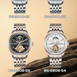 Montre automatique pour homme BG5808, 42 mm, montre-bracelet mécanique de luxe, 5 ATM, saphir, cadran squelette lumineux, soleil, lune, 24 heures - Product Image 4