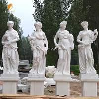 Sculpture de marbre grandeur nature de 4 déesses sculptées à la main par Mily, statues des quatre saisons à vendre