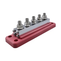 Barre omnibus en cuivre 12-48V 5 bornes (3/8") M10, haute intensité 600A, bloc de distribution de masse de batterie CC avec couvercle