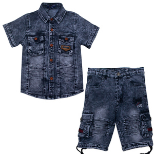 ชุดเสื้อผ้าเด็กผู้ชายแฟชั่น ชุดสองชิ้นแขนสั้นสำหรับเด็กผู้ชาย - Product Image 3