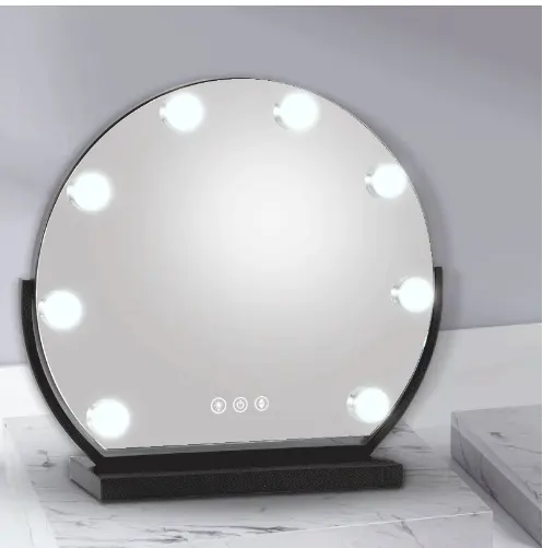 電球新しいハリウッド化粧鏡、カウンタートップ垂直目の保護調光LED化粧鏡、ラウンドLED化粧鏡