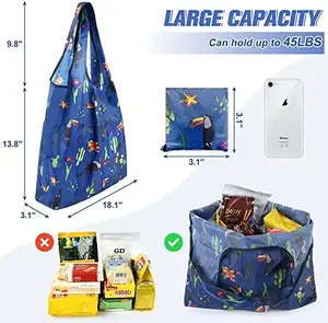 Wieder verwendbare RPET Polyester Einkaufstasche große Frauen tasche Benutzer definierte Nylon tasche Faltbare tragbare Öko-Einkaufstasche für Supermarkt-Einkäufe