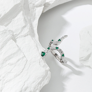 WuQie 2022 nouvelle mode argent 925 vert Slytherin serpent pierres précieuses Zircon anneaux - Product Image 4