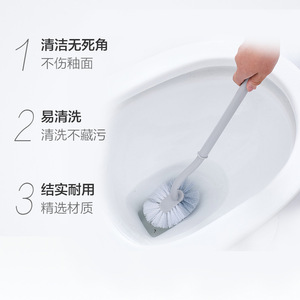 Brosse de toilette à long manche en forme de S, poils doux, fixation murale, brosse de nettoyage sans angle mort - Product Image 2