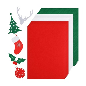 Tela de fieltro suave de 1 mm de espesor, hojas de fieltro de color rojo, verde y blanco de <span class=keywords><strong>Navidad</strong></span> para vacaciones, manualidades DIY, arte de costura, decoración de <span class=keywords><strong>Navidad</strong></span> - Product Image 1