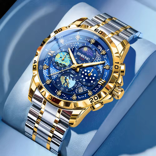 Binbond B3225 Business Antique Fashion Sport Quartz Stainless Steel Watch Movement Unisex Limited Edition Waterproof Luminous