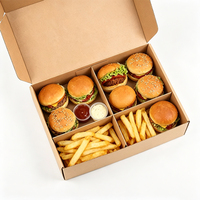 Boîtes à emporter en carton ondulé écologiques de qualité alimentaire, personnalisées avec logo, pour mini-burgers, frites et poulet frit, vente en gros