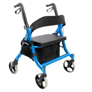 Mason Aluminum 4 Wheels Folding Bariatric Rollator Walker For Elderly Rehabilitation Therapy Supplies for Handicapped Scooters