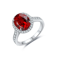 Bague en argent sterling S925 de la fabrique de bijoux MuShan, rubis de laboratoire en forme d'œuf, rouge sang de pigeon
