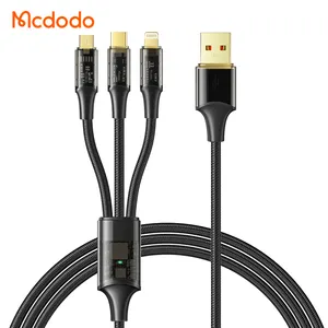 Mc333 100 şarj kablosu W 3 in 1 şarj kablosu şeffaf kabuk USB iphone + mikro + tip-c 6A QC3.0 VOOC hızlı çok