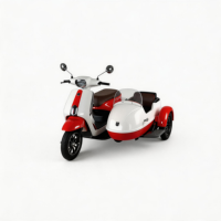 2-Person Electric Sidecar Motorcycle | Red-White Retro Urban Commuter Scooter