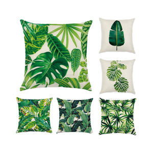Plante tropicale carré uni 100% polyester lavable housse de coussin forêt tropicale vert - Product Image 4