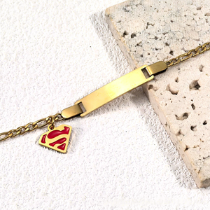 Bracelet en acier inoxydable courbé avec breloques cœur, couronne et papillon, chaîne dorée, cadeau de vacances, bijoux de mode, vente en gros - Product Image 3