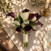 Buket Pengantin Mewah Zhiwu Bunga Tulip & Calla Lily Buatan dari Plastik Lembut Buatan Tangan Realistis untuk Dekorasi Pernikahan & Fotografi
