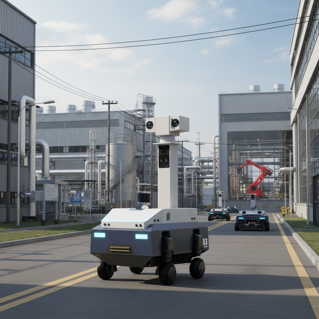 Autonomous Outdoor Security Patrol Robot AI Monitoring Night Vision 360-Degree Camera Facial Recognition Auto Charge IP64