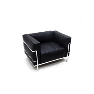 Poltrona di Lusso Singola <span class=keywords><strong>in</strong></span> <span class=keywords><strong>Pelle</strong></span> <span class=keywords><strong>Nera</strong></span> con Struttura <span class=keywords><strong>in</strong></span> Acciaio Cromato, Design Minimalista, Sedia d'Accento per Arredamento Casa - Product Image 3
