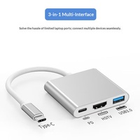 Konverter Multifungsi Pencerminan Layar Ponsel Tablet Komputer Desktop Stasiun Docking 3-in-1 Tipe C Ke/USB 3.0