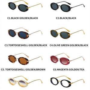 Lunettes de soleil ovales vintage 2025 personnalisées avec logo, pour hommes et femmes, style punk, protection UV400, monture métallique fine, effet œil de chat - Product Image 6