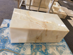 Nuevo Lavabo Rectangular de Ónix Blanco con Pedestal, Lavabo de Piedra para Baño, Lavabo de Ónix Blanco Translúcido Retroiluminado con Pedestal de Mármol - Product Image 3