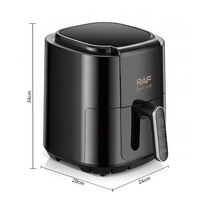 Friteuse à air RAF R.5374 1200W 4.0L, circulation d'air à 360°, contrôle tactile, température de 80 à 200°C, minuterie 60 min, 80 % moins d'huile, cuisson quotidienne