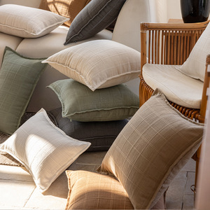 Copricuscino Minimalista in Poliestere a Doppia Faccia con Motivo a Quadri Bohémien <span class=keywords><strong>per</strong></span> <span class=keywords><strong>Divani</strong></span> <span class=keywords><strong>e</strong></span> <span class=keywords><strong>Poltrone</strong></span> - Product Image 1