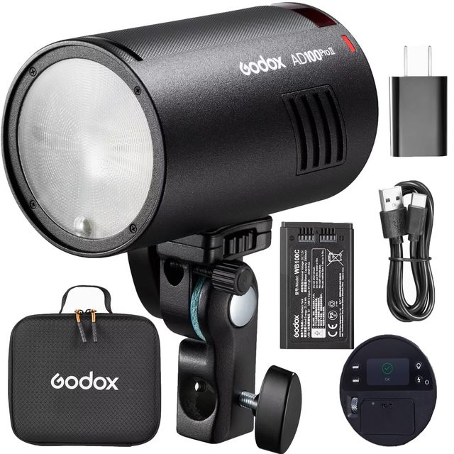 Godox AD100 Pro II 100Ws 2.4G TTL Photography Flash Strobe 1/8000 HSS Pocket Flash Light With 2600mAh Lithium Battery