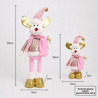 Figurine de Noël télescopique réglable en peluche, Père Noël, Bonhomme de neige, Renne, style nordique, pour décoration de sol de maison en période des fêtes