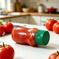 Botella de Plástico PP con Tapa Abatible de 415 ml, Botella para Salsa Picante