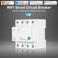 Interruptor de Circuito WIFI 3P+N para Riel DIN, Control Remoto de Cable Bajo Tensión, Temporizador de Ciclo, Temporizador de Tiempo, 1-63A, Compatible con TUYA/SmartLife
