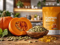 Capsules de Vitamine à l'Huile de Graines de Citrouille Haute Puissance, Source Naturelle d'Oméga-6, Antioxydants, 300 Comprimés, Favorise la Santé de la Prostate