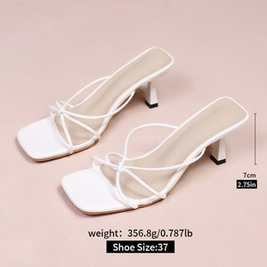 Nouvelle Arrivée – Sandales à Talons Hauts Fins et Sexy pour <span class=keywords><strong>Femme</strong></span>, avec Tige en Forme d'Araignée à 3 Cercles Entrecroisés, <span class=keywords><strong>Talon</strong></span> Carré Effilé 7cm MuY009 - Product Image 6