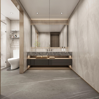 Évier de lavabo en marbre mélaminé à membrane moderne en PVC Meuble sous lavabo en contreplaqué Mdf Miroir de salle de bain avec miroir