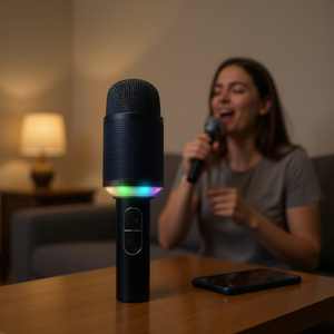 Micrófono Led H9, negro, portátil, Bluetooth, Karaoke, inalámbrico, reducción de ruido para cantar, para teléfono Universal - Product Image 2
