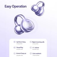 Écouteurs sans fil OWS Open Ear avec affichage LED, stéréo, clip d'oreille, BT V5.4, étui de charge 250 mAh, diaphragme en titane pour femmes