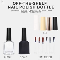Flacons en verre plat irrégulier noir de luxe de 10 ml pour vernis à ongles en gel, avec logo personnalisé OEM/ODM, conteneur vide pour gel UV avec bouchon à pinceau