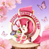 Médailles de compétition OEM personnalisées avec logo, en métal, effet pailleté, émail, pour danse, patinage artistique, gymnastique latine, médailles de récompense Fiesta