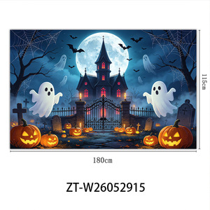 Pancarta de Halloween de poliéster con diseño de calavera espeluznante, 115x180cm, decoración para fiestas y dormitorios - Product Image 4