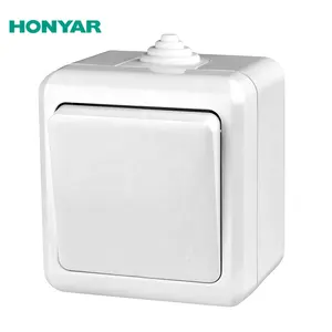 Honyar Electrical IP54 Waterproof Wall Switches with Indicator 1 Gang 2 Gang Outdoor Electric Switch