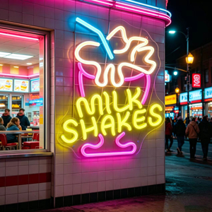 Enseigne néon LED Milk Shakes, enseignes néon LED pour la maison, le bureau, les magasins, les centres commerciaux, les hôtels, les entreprises - Contrôle tactile, décoration pour mariages et bars - Product Image 4