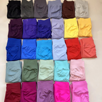 Pakaian Olahraga Wanita Legging Alphalete Seamless Pinggang Sedang-Tinggi, Model Hip-Lift Scrunch Butt untuk Gym, Yoga, Lari, dan Fitness