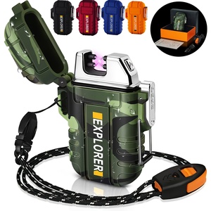 Kongbo Recarregável Isqueiros Elétricos Waterproof Dual Arc Plasma Isqueiro com Sobrevivência Apito para Caminhadas Camping Aventuras - Product Image 1