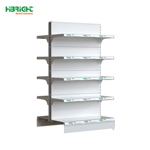 Estanterías de Góndola Blancas de Doble Cara para Supermercado con Base Roja y Portaetiquetas de Precio para Tiendas de Abarrotes y Conveniencia - Product Image 3