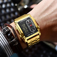 Montre intelligente VAVAVOOM à double affichage carré, montre à quartz étanche pour homme, montre numérique multifonctionnelle