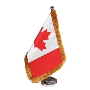 Canada Metal Stand Canadian National <b>Desk</b> With <b>Gold</b> Fringes Satin Table Flag for Office Conference Meeting - Product Image 1