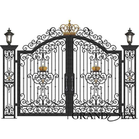 Porte d'entrée en fer forgé de style européen moderne pour jardin