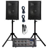 Système de sonorisation professionnel 1000W avec 2 subwoofers 12 pouces, ensemble TWS, mixeur 2 canaux, micro intégré 5.0, écran d'affichage, alimentation CA