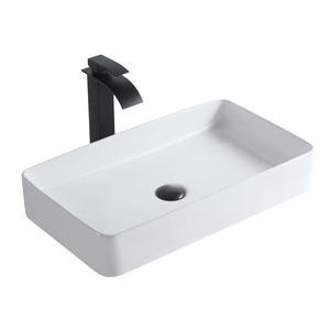 อ่างล้างหน้าทรงสี่เหลี่ยมบางเฉียบแบบวางบนเคาน์เตอร์ พร้อมก๊อกน้ำแบบเจาะรูเดียว ผิวเคลือบเรียบเนียน สำหรับใช้ในห้องน้ำหรือระเบียง - Product Image 3