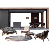 Ensemble de salon de jardin en rotin et bois massif de style nordique, table basse, mobilier de loisirs imperméable pour cours et villas, en teck.